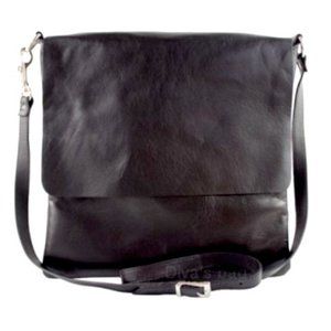 NWT by DIVA's GENUINE ITALIAN SOFT LEATHER MESSENGER CROSSBODY BAG MADE IN ITALY